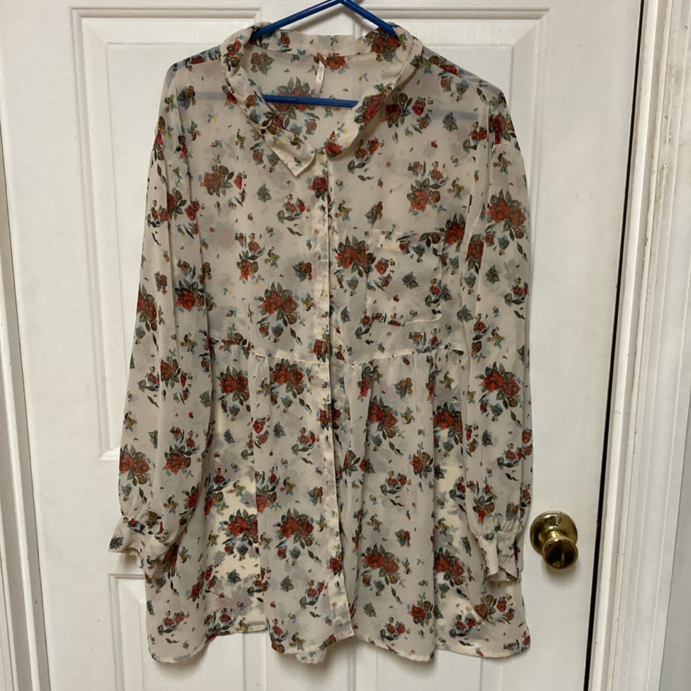 Free People Brown Tan Buttoned Sundress